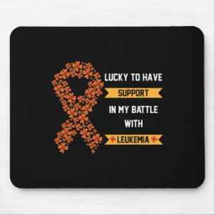 St Patricks Day Four Leaf Clover Orange Leukaemia  Mouse Pad