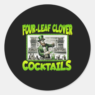 St Patricks Day Four Leaf Clover Tails St Paddys D Classic Round Sticker