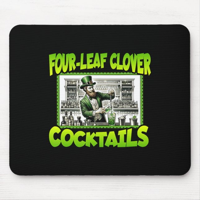St Patricks Day Four Leaf Clover Tails St Paddys D Mouse Pad (Front)