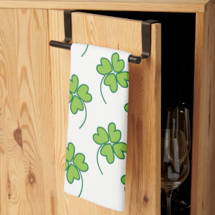 St Patricks Day Four Leaf Clover Tea Towel