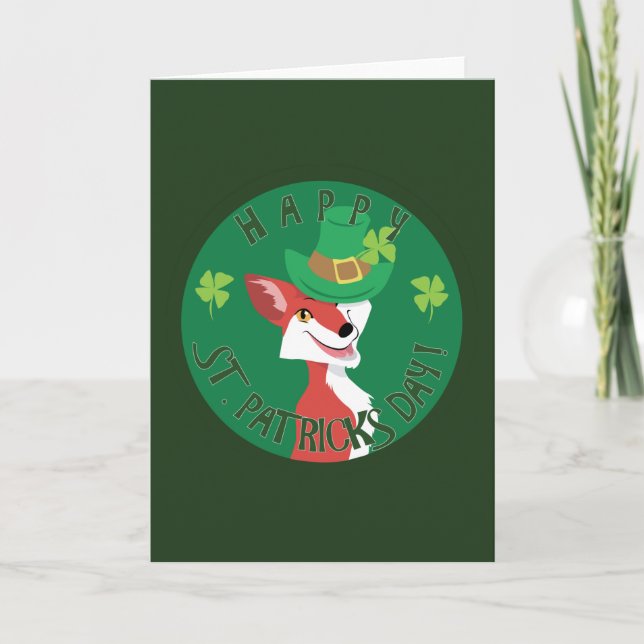 St. Patrick's Day Fox Card (Front)