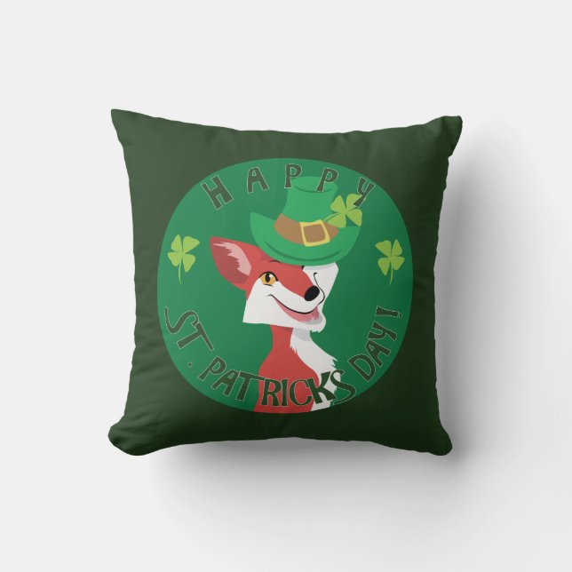 St. Patrick's Day Fox Cushion (Front)