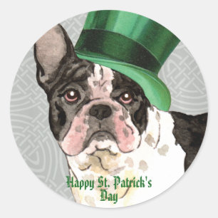 St. Patrick's Day French Bulldog Classic Round Sti Sticker