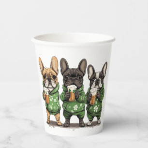 St. Patrick's Day French Bulldogs Paper Cups