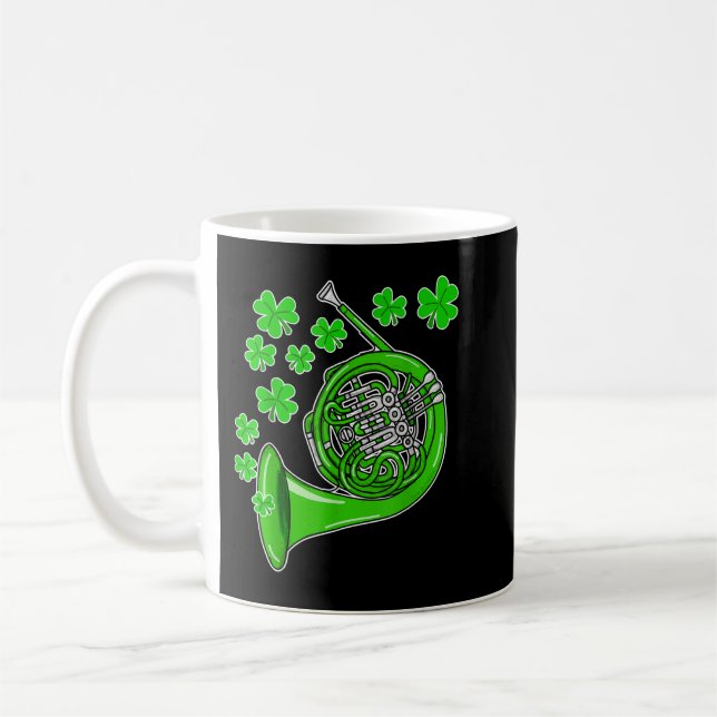 St Patricks Day French Horn Player Brass Musician2 Coffee Mug (Left)