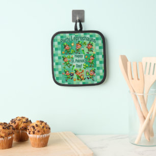 St. Patrick's Day Fun Adorable "Party Leprechauns" Pot Holder