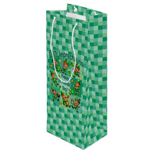 St. Patrick's Day Fun Adorable "Party Leprechauns" Wine Gift Bag