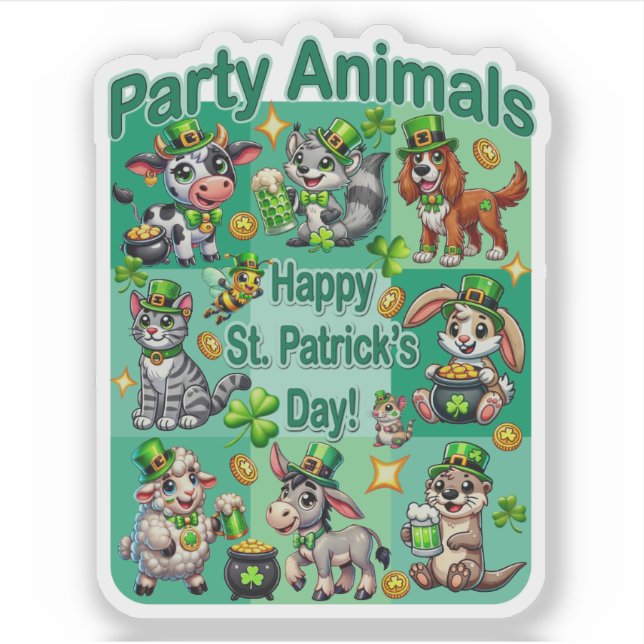 St. Patrick's Day Fun and Adorable "Party Animals" (Front)