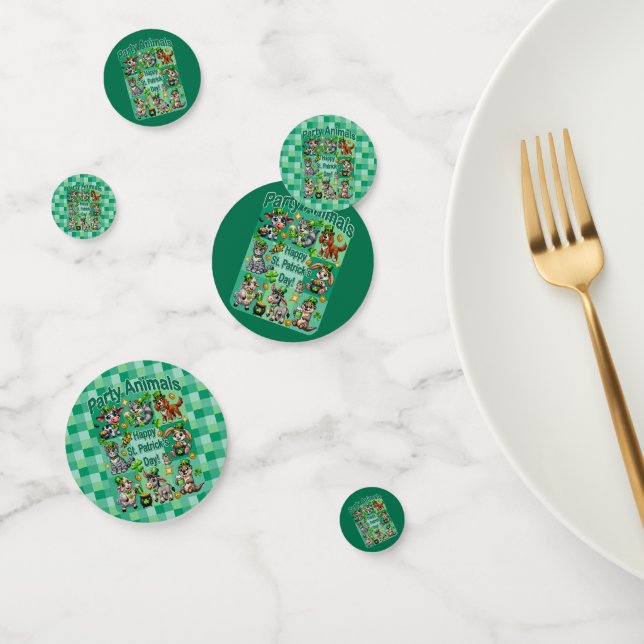 St. Patrick's Day Fun and Adorable "Party Animals" Confetti (Group)
