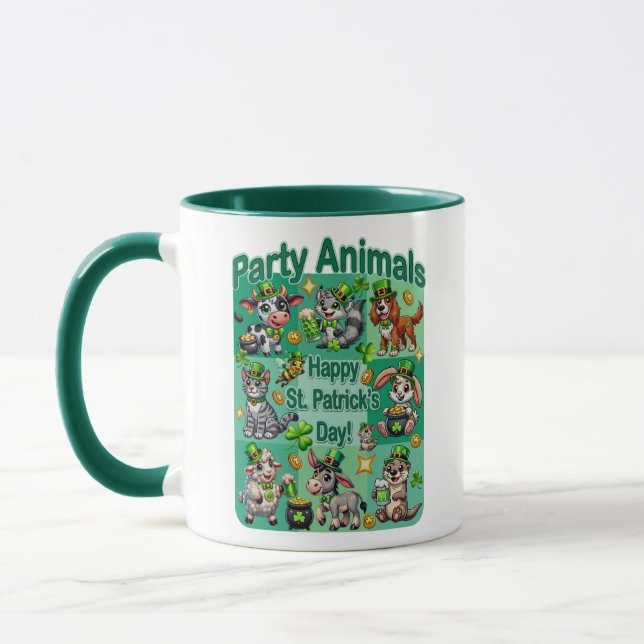 St. Patrick's Day Fun and Adorable "Party Animals" Mug (Left)
