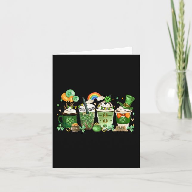 St Patricks Day Fun Patrick Coffee Lover Men Women Card (Front)