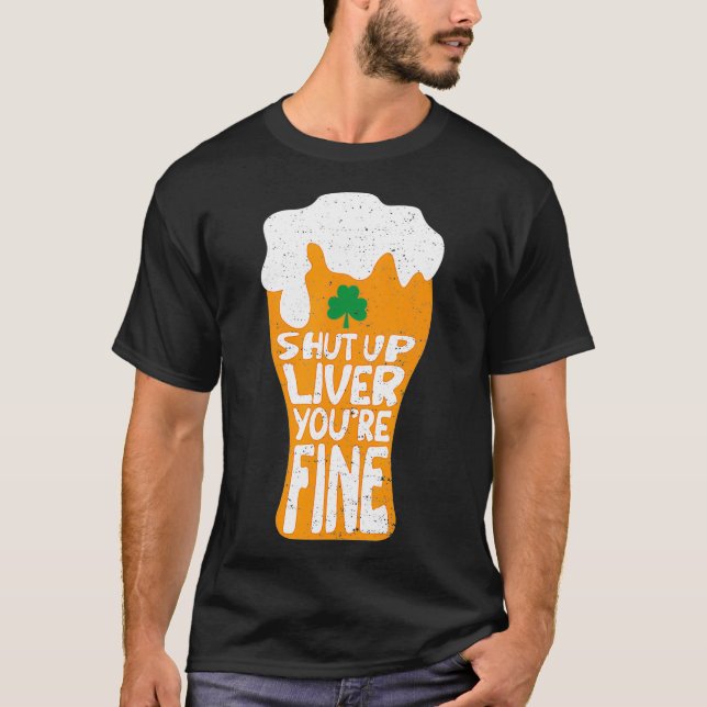 St Patricks Day Funny Drink Gifts Lucky Shamrock T-Shirt (Front)