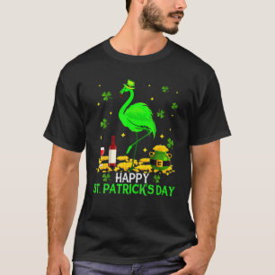 St. Patrick's Day Funny Green Flamingo Drinking Wi T-Shirt