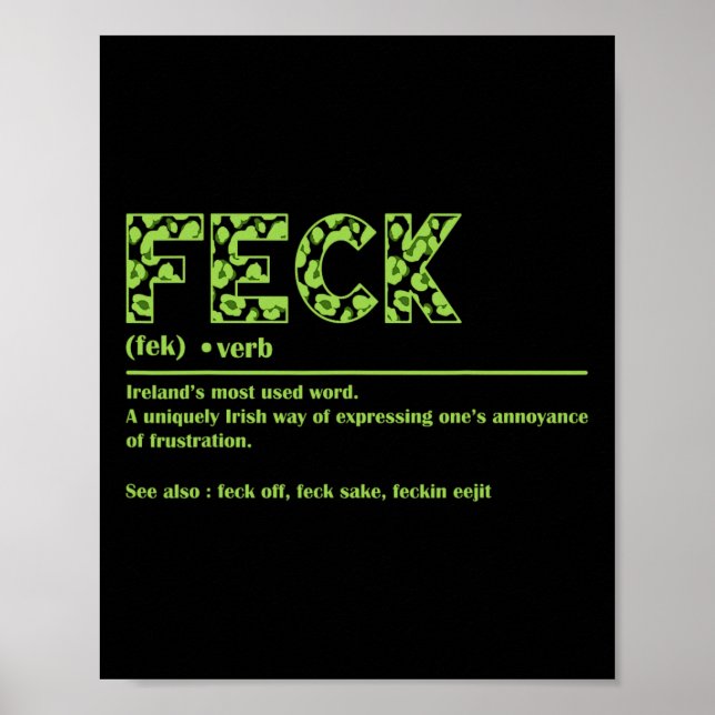 St Patricks Day Funny Irish Feck Definition For Wo Poster (Front)