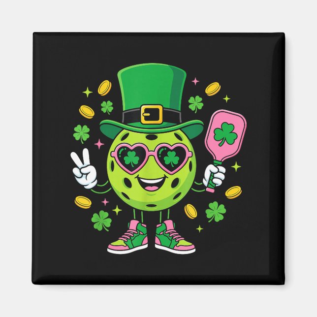 St patricks day funny lucky pickleball hat irish magnet (Front)