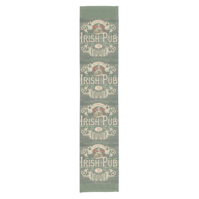 St Patrick's Day Funny Personalised Irish Pub Short Table Runner (Front)