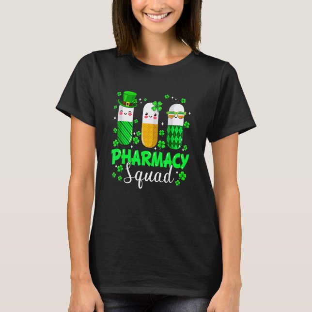 St Patrick's Day Funny Pharmacy Squad Leprechaun P T-Shirt (Front)