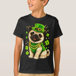 St Patricks Day Funny Pug Dog Shamrock Irish Boy T-Shirt