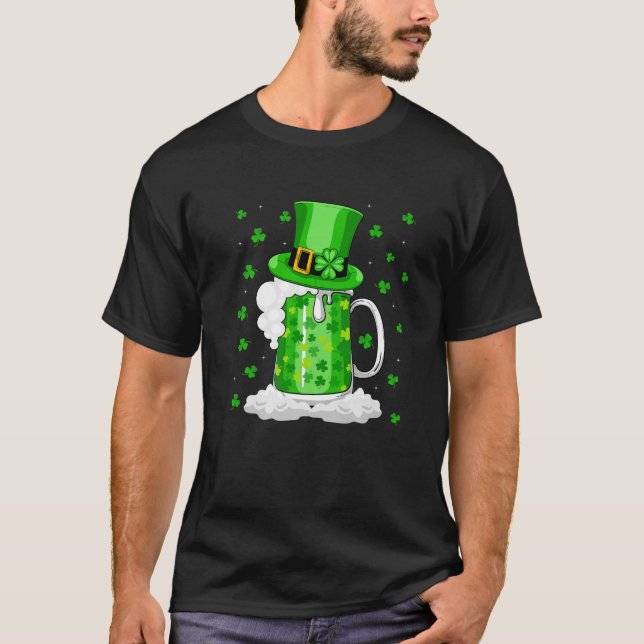 St Patricks Day Funny Shamrock Irish Beer Drinking T-Shirt (Front)