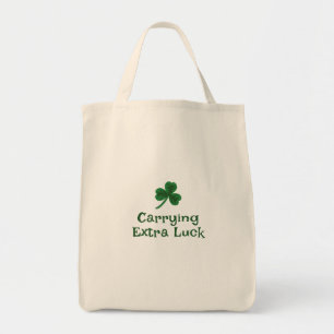 St. Patrick's Day, Funny Text Carrying Extra Luck Tote Bag
