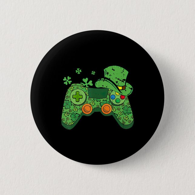 St Patricks Day Gamer  Irish Game Controller Gamin 6 Cm Round Badge (Front)