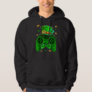St Patricks Day Gamer  Irish Game Controller Gamin Hoodie