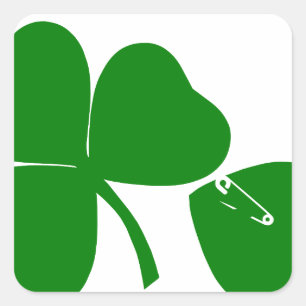 St Patrick's Day - Get Lucky 3 + 1 leaves = 4 Square Sticker