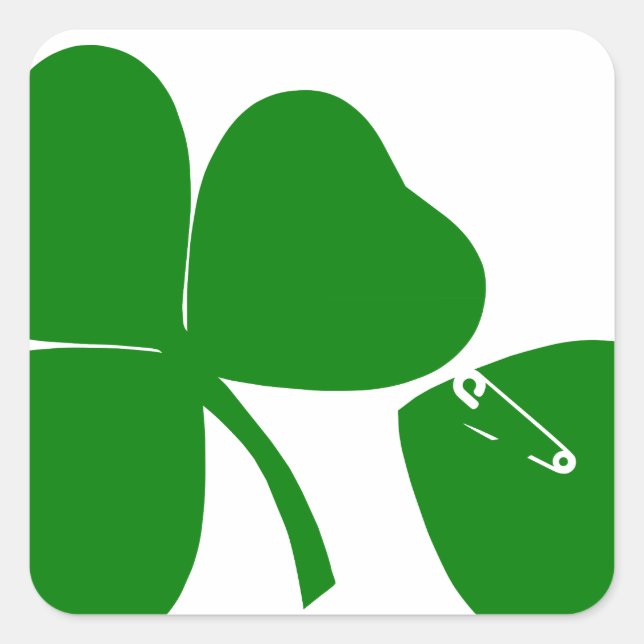 St Patrick's Day - Get Lucky 3 + 1 leaves = 4 Square Sticker (Front)