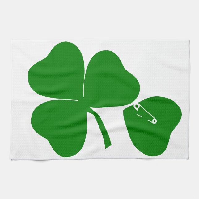 St Patrick's Day - Get Lucky 3 + 1 leaves = 4 Tea Towel (Horizontal)