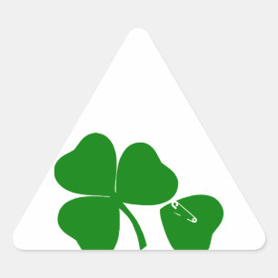 St Patrick's Day - Get Lucky 3 + 1 leaves = 4 Triangle Sticker
