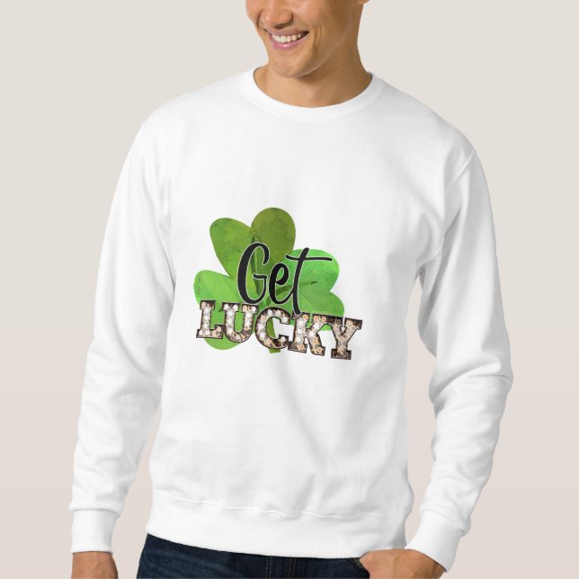 St. Patrick's Day Get Lucky Men's Basic Sweatshirt (Front)