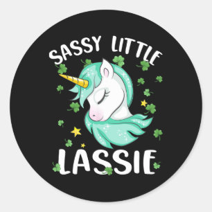 St Patricks Day Gift Funny Face Unicorn Sy Little Classic Round Sticker