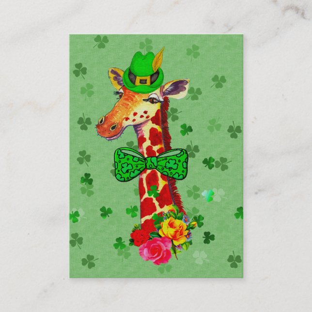 St. Patrick's Day Giraffe Business Card (Front)