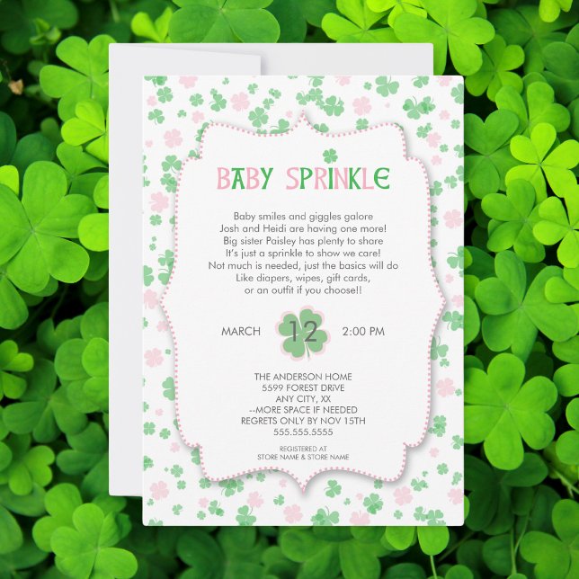 St Patrick's Day GIRL Baby Sprinkle  Invitation (Creator Uploaded)