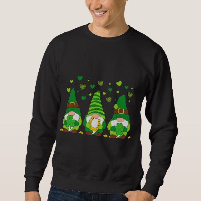 St. Patrick's Day Girl Gnomes With Bows and Clover Sweatshirt (Front)