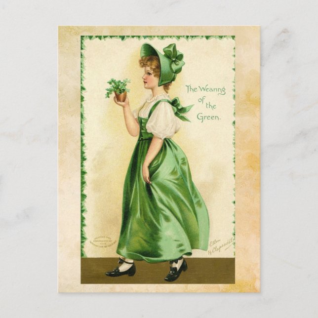 St. Patrick's Day Girl in Green Postcard (Front)