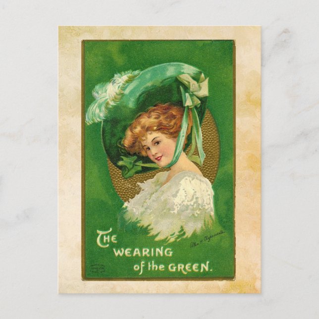 St. Patrick's Day Girl in Hat Postcard (Front)