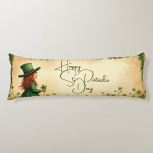 St. Patrick's Day Girl with Shamrocks Body Cushion