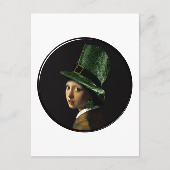 St. Patrick's Day - Girl With The Shamrock Earring Postcard (Front)