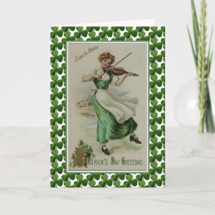 St. Patrick's Day Girl with Violin Jig Card