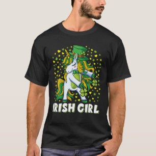 St Patricks Day Girls Flossing Unicorn Leprechaun T-Shirt