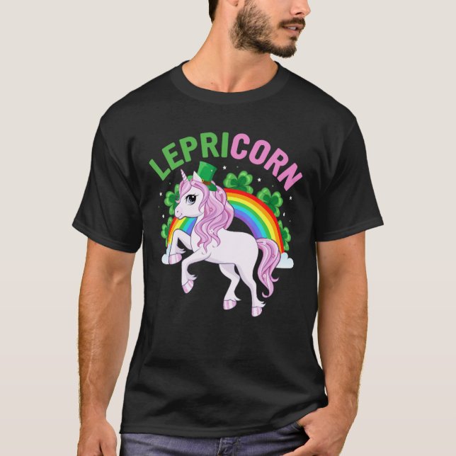 St Patricks Day Girls Leprechaun Unicorn, Lepricor T-Shirt (Front)