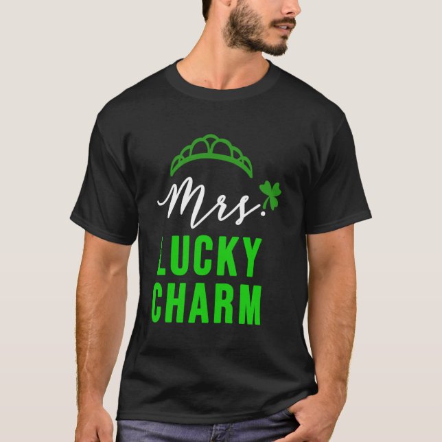 St Patricks Day Girls Mrs lucky charm T-Shirt (Front)