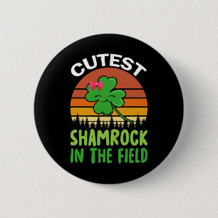 St Patricks Day Girls Toddler Cutest Shamrock In T 6 Cm Round Badge