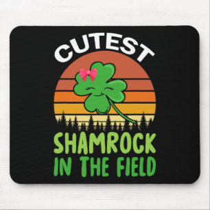 St Patricks Day Girls Toddler Cutest Shamrock In T Mouse Pad