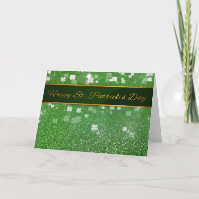 St. Patrick's Day Glitter Shamrock Card (Front)