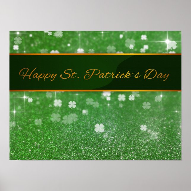 St. Patrick's Day Glitter Shamrock Poster (Front)