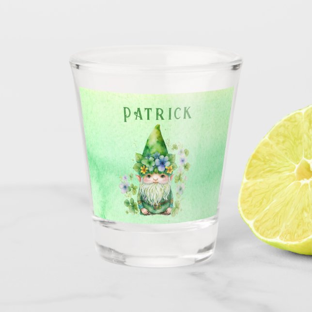   St. Patricks Day Gnome Leprechaun Personalised Shot Glass (Front)