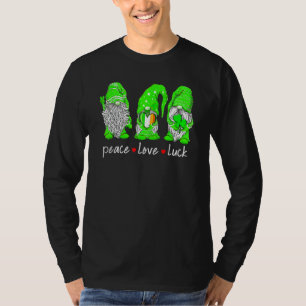 St Patrick's Day Gnome Peace Love Luck Heart Shamr T-Shirt