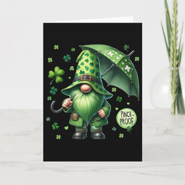St Patricks Day Gnome With Green Beard Funny Pinch Card (Front)